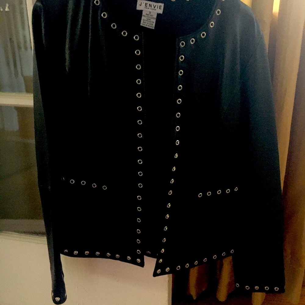 Black leather studded jacket